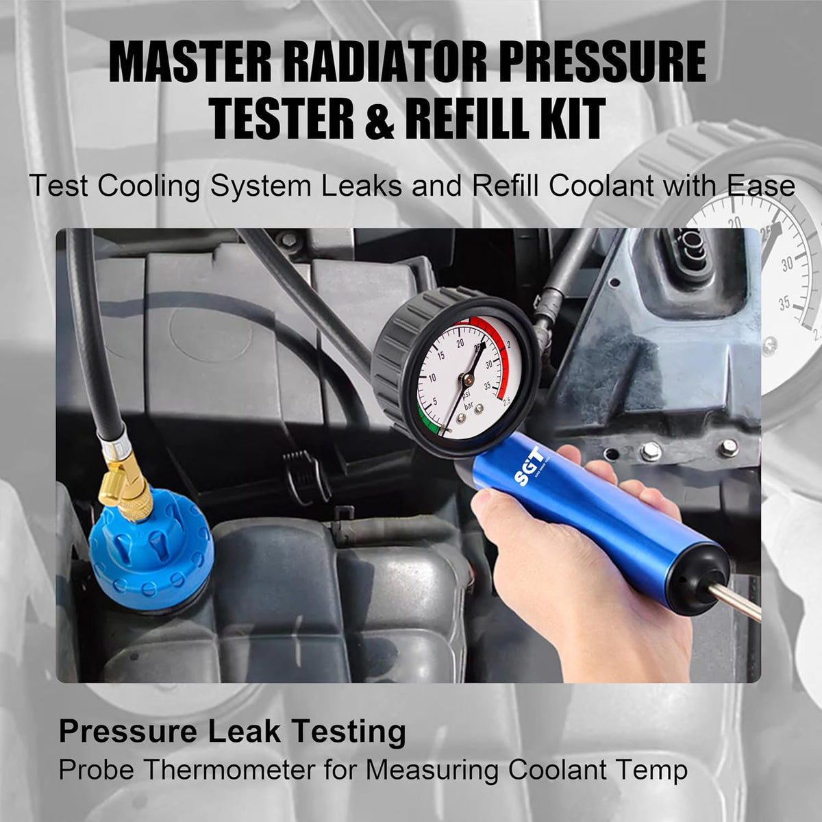 SGT 33pcs Coolant Pressure Tester Kit, Master Coolant Vacuum Refill kit