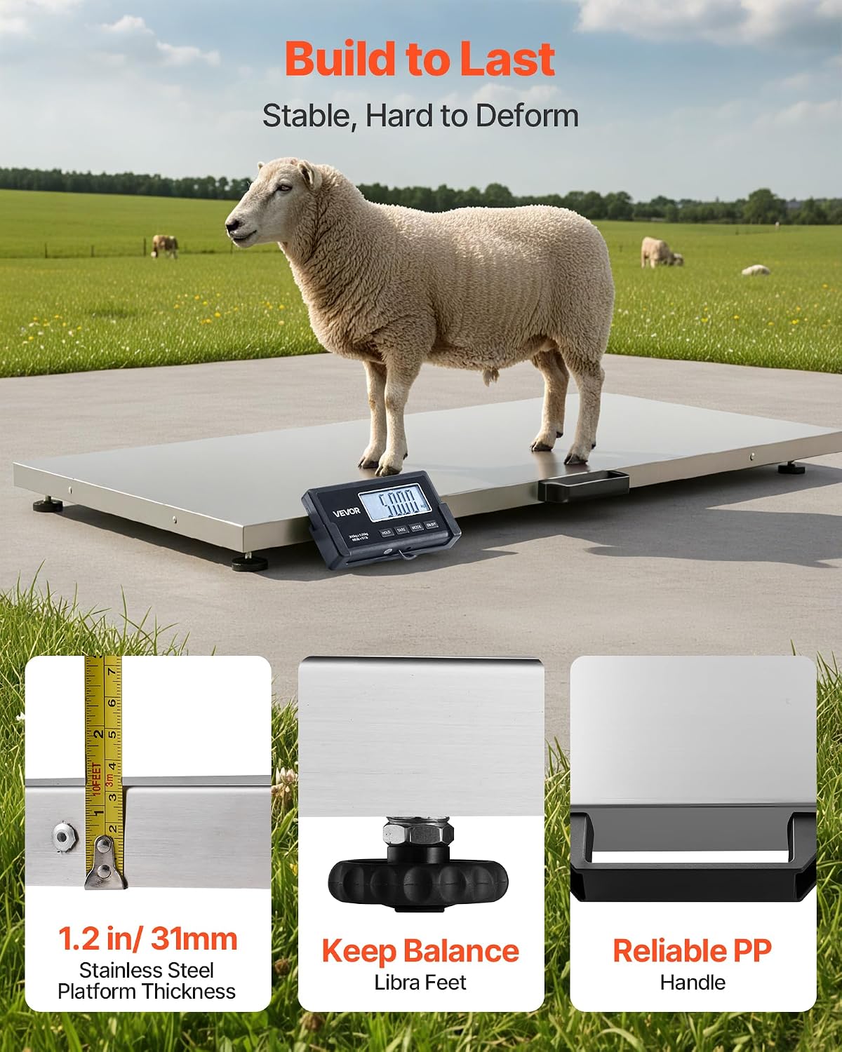 VEVOR Livestock Scale 660 lbs, Large Animal Scale for Dogs, Pigs, Goats