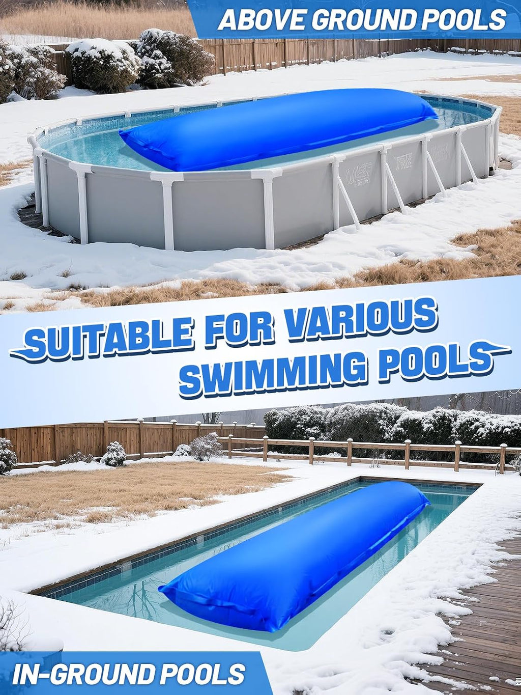 4x15ft Leak-Resistant Winter Pool Pillows for Above Ground Pool Winterizing
