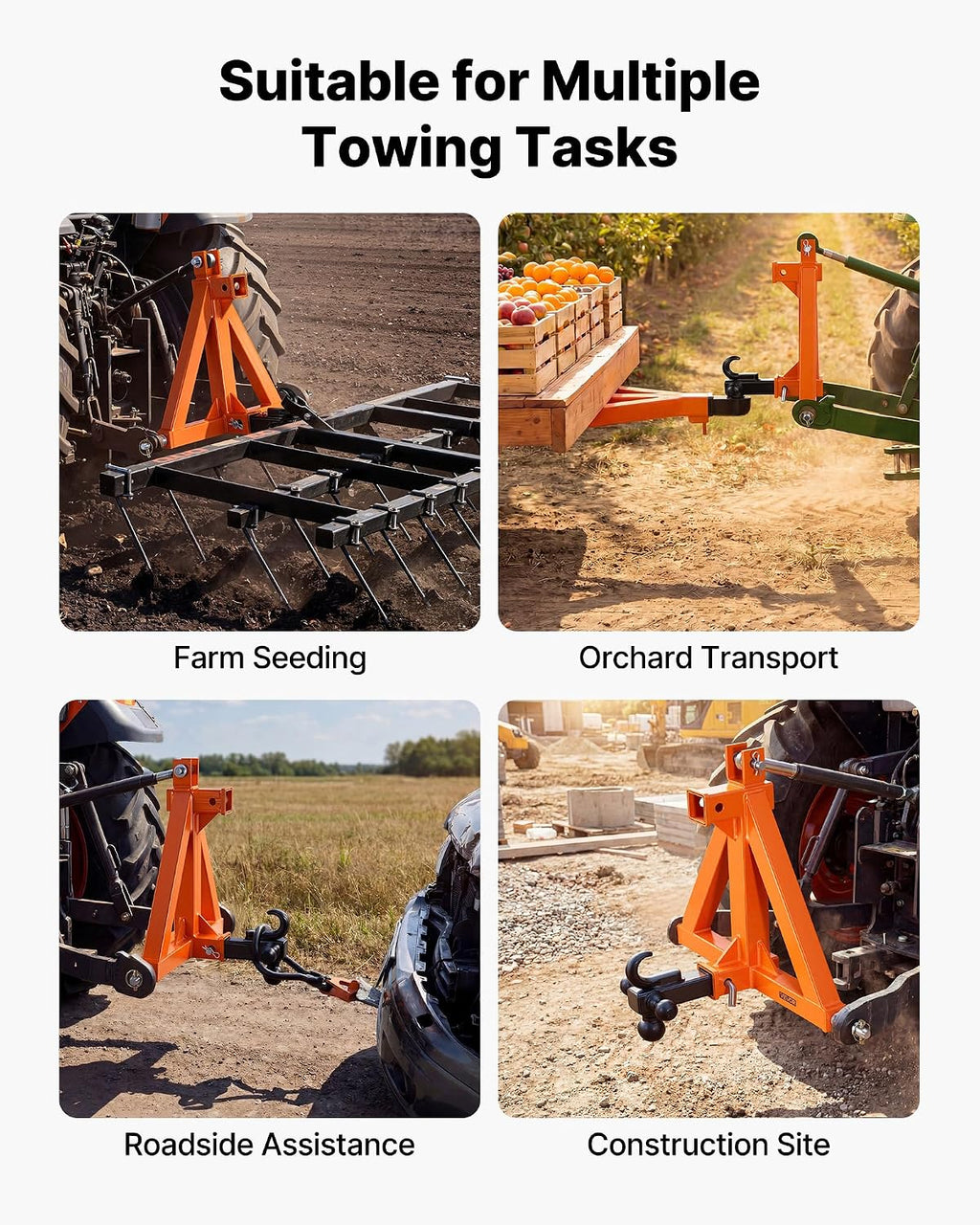 VEVOR 3 Point Trailer Hitch with 2" Receiver, 3 Pt Quick Hitch with 3 Trailer Balls, Tractor Tow Drawbar Adapter for Category 1, Kubota, Mahindra