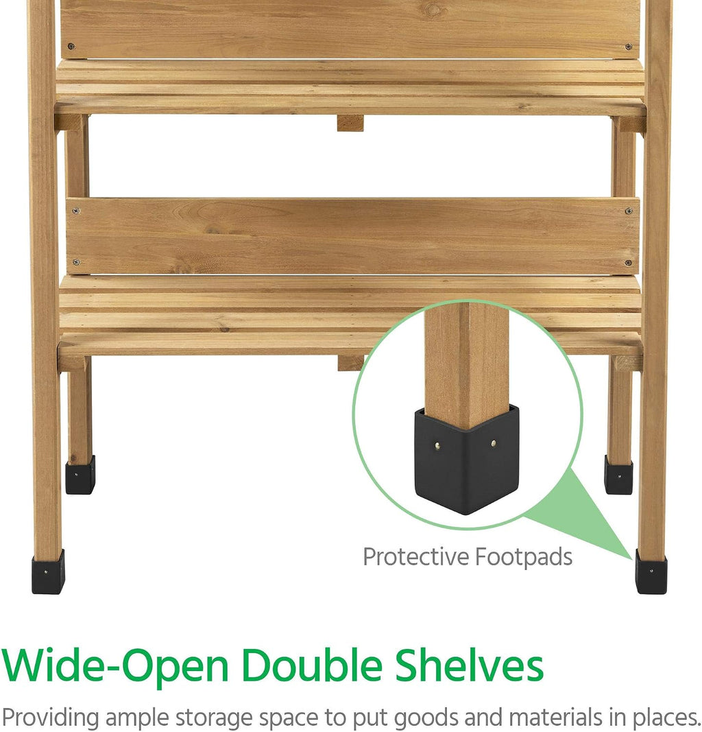 Yaheetech Potting Bench Outdoor Console Table w/3-Tier Storage,Natural Wood