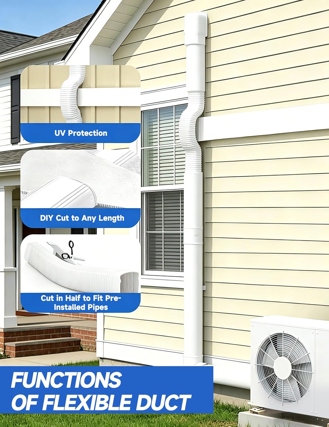 4" 17Ft Mini Split Line Set Cover, Easy Install PVC Line Hide Kit