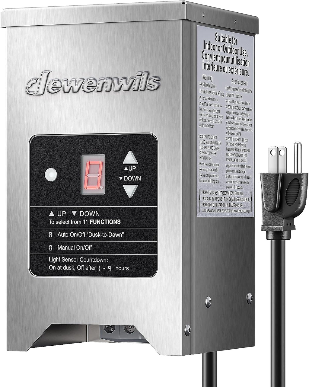 DEWENWILS 150W Low Voltage Landscape Transformer with Photocell Sensor, 120V AC to 12V/15V AC, Low Voltage Transformer for LED Landscape Lights