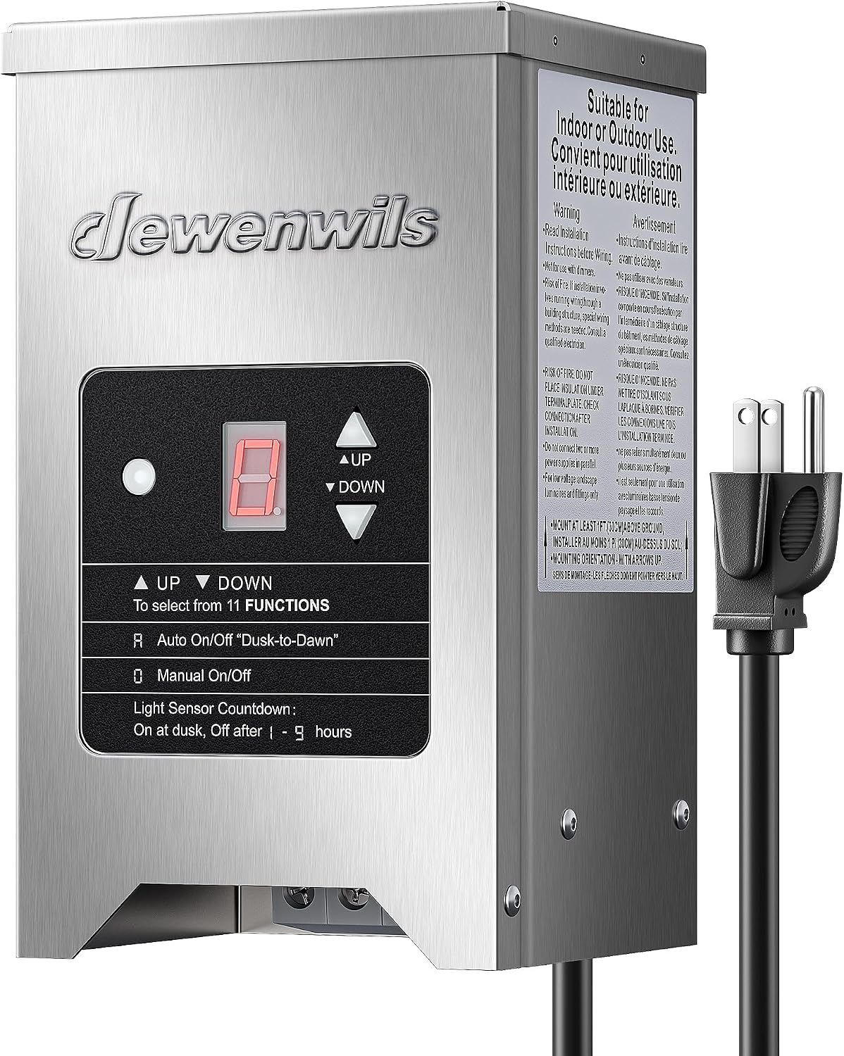 DEWENWILS 150W Low Voltage Landscape Transformer with Photocell Sensor, 120V AC to 12V/15V AC, Low Voltage Transformer for LED Landscape Lights