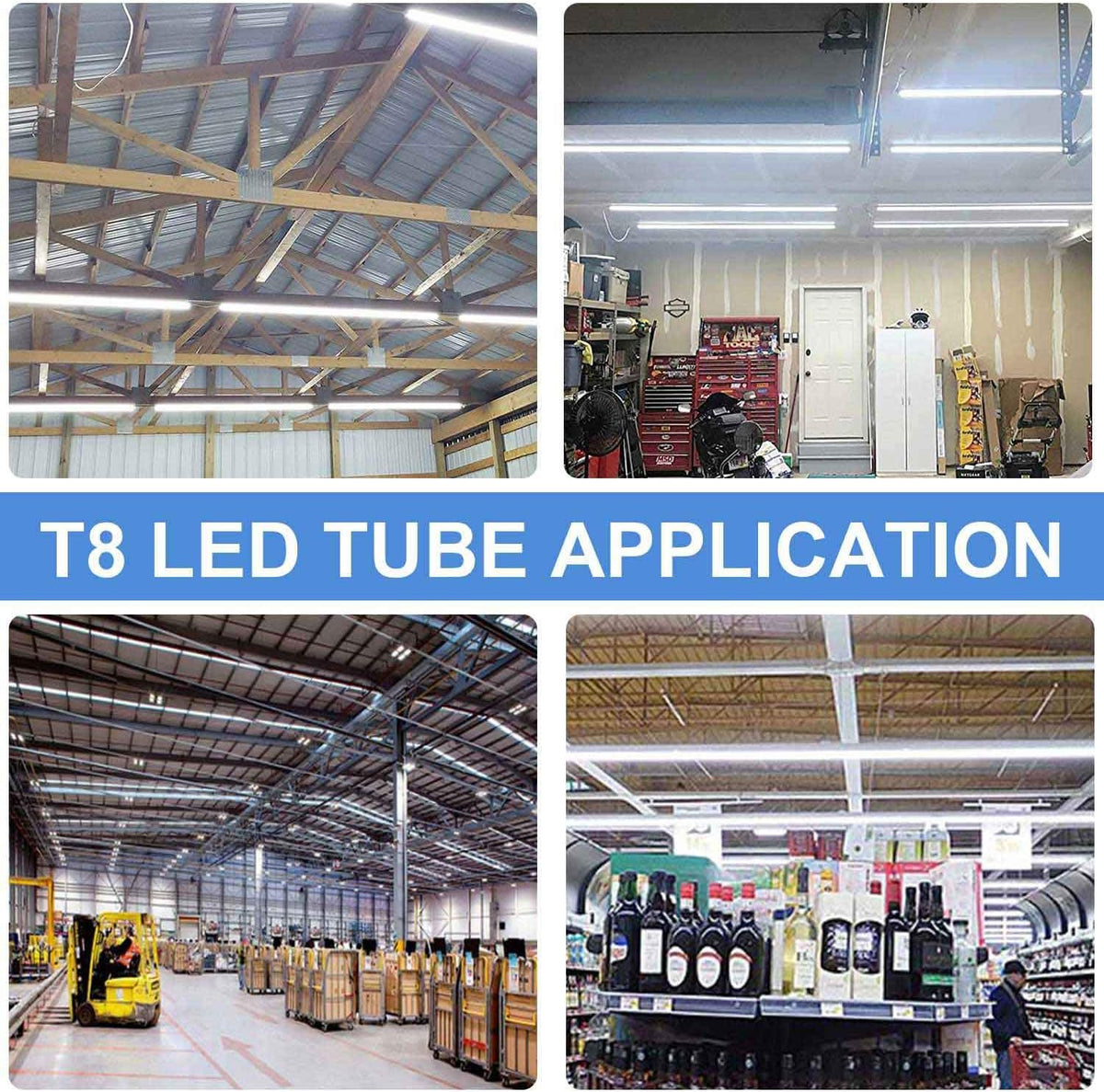 Henwsi 8FT LED Shop Light Fixture, White 10 Pack T8 Integrated Tube Lights, 72W 9500LM 6500K High Output Clear Cover, V Shape 270 Degree Lighting for
