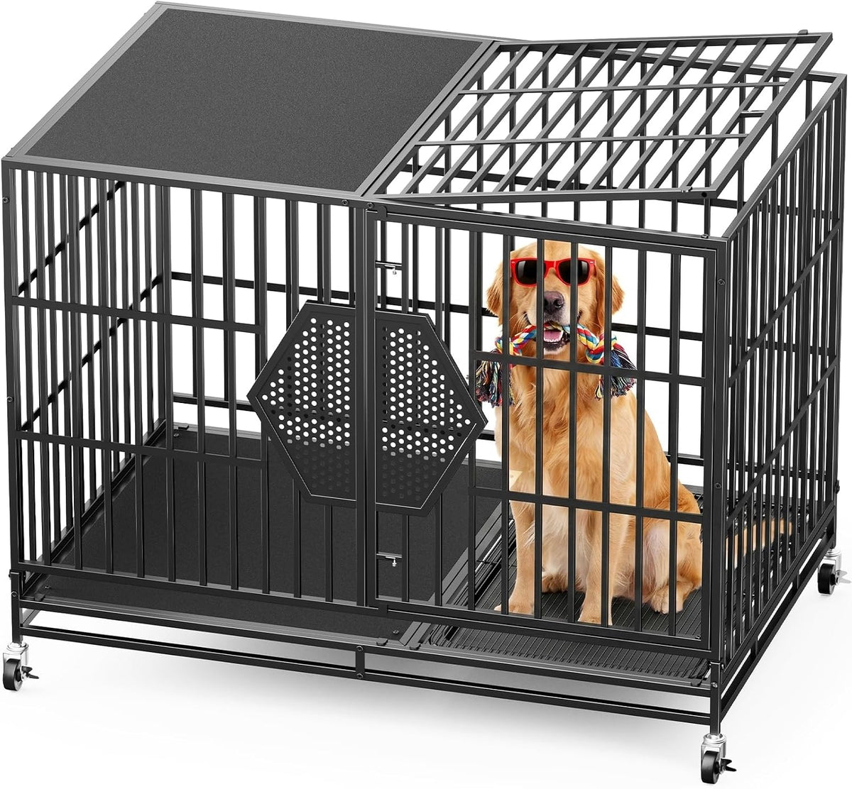 CAMMOO 48'' Heavy Duty Dog Crates for Large Dogs, Dog Kennel Indoor