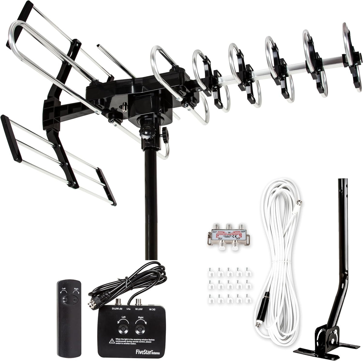 Five Star 2026 Upgraded Outdoor TV Antenna - 200 Mile Range Motorized 360° Precise Rotation HDTV Antenna, Smart Amplified NextGen ATSC 3.0 4K 1080P