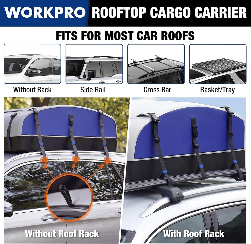 WORKPRO Rooftop Cargo Carrier Bag, 21 Cubic Feet Waterproof Car Roof Bag