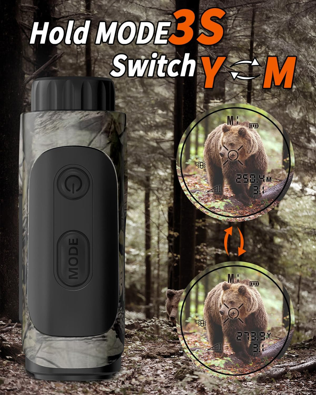 WOSPORTS 1200 Yards Hunting Rangefinder,Archery Rangefinder - Laser Range Finder for Hunting Golf with Speed, Scan and Normal Measurements