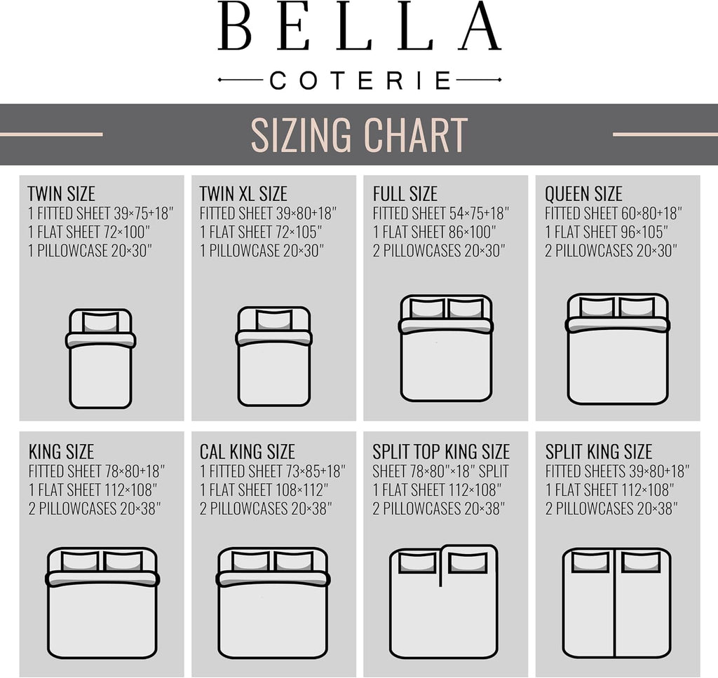 Bella Coterie Bamboo Viscose 34" Split Top King Sheets, Organically Grown