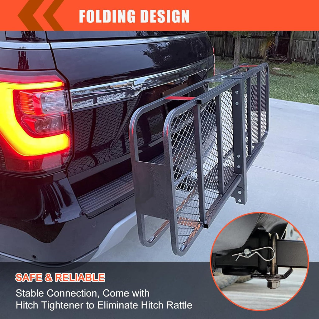 Hitch Mount Cargo Carrier Rack Basket 60"*20"*6"+Waterproof Bag 16 Cu.Ft.
