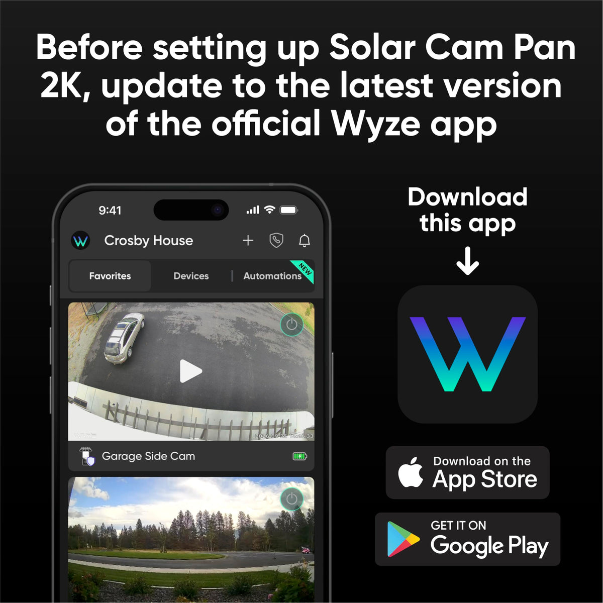 WYZE Solar Cam Pan, 2K Security Cameras Wireless Outdoor, Battery Powered