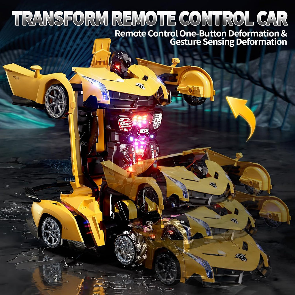 1:10 Big Size Transform RC Car, Gesture Sensing Remote Control Car (Yellow)