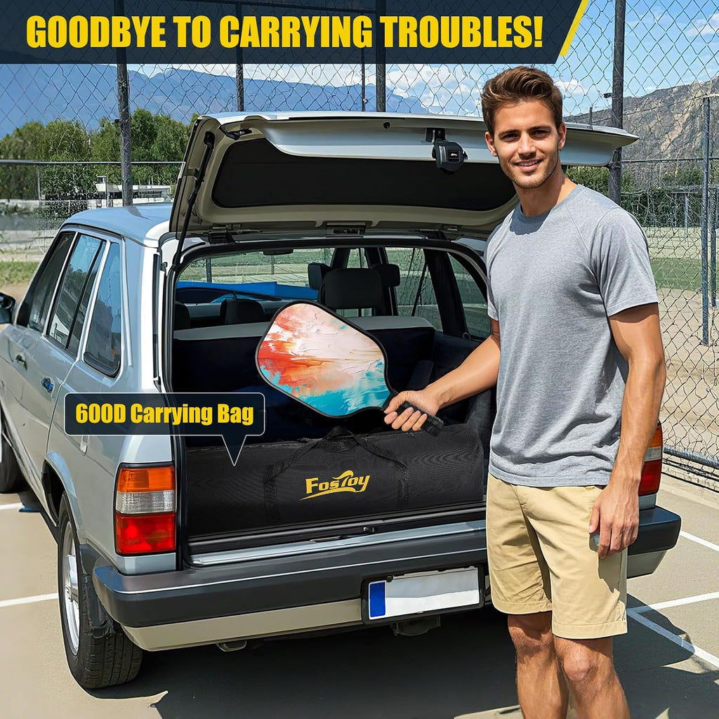 Pickleball Set Net with 4 Paddles Pickleballs, 6FT/11FT/22FT