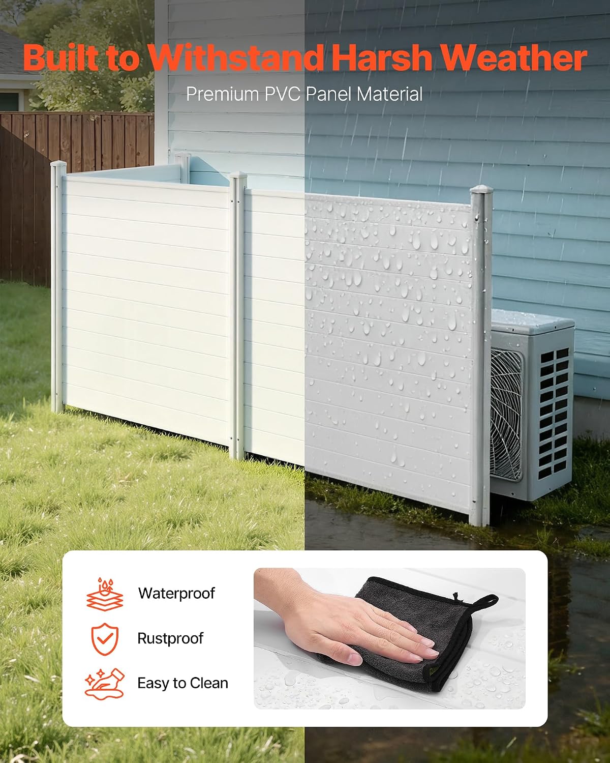VEVOR Outdoor Privacy Screen 50in W x 50in H 3-Panel Air Conditioner Fence