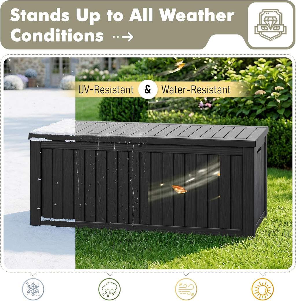 230 Gallon Outdoor Storage Box Waterproof Deck Box for Patio