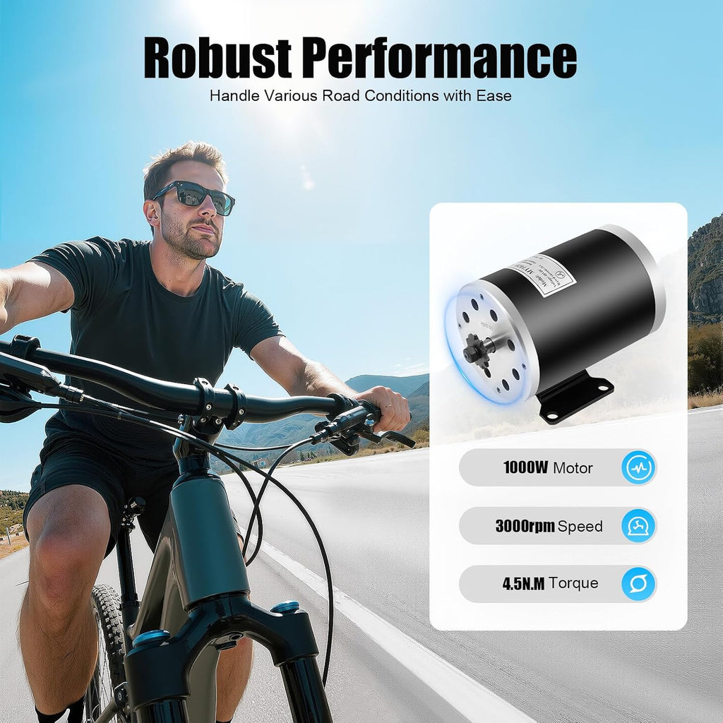 48V 1000W Brushed Motor Kit, Electric Dc Motor Kits 3000rpm with 26A Infinitely Adjustable Speed Controller Throttles with LED Display for Scooters
