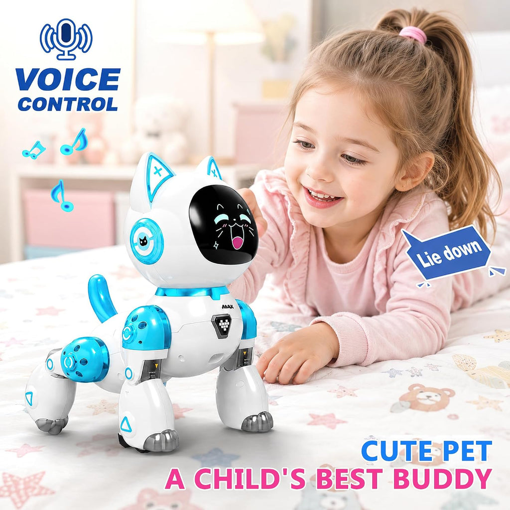Remote Control Robot Cat - Voice Control Dancing Touch Mechanical Blue Cat Toy for Boys Girls,Kids Age 3-9 Christmas Birthday Surprise Gifts
