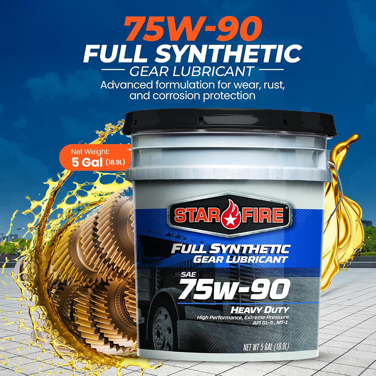 STARFIRE Full Synthetic SAE 75W90 GL-5 Gear/Differential Oil 5 Gallon Pail
