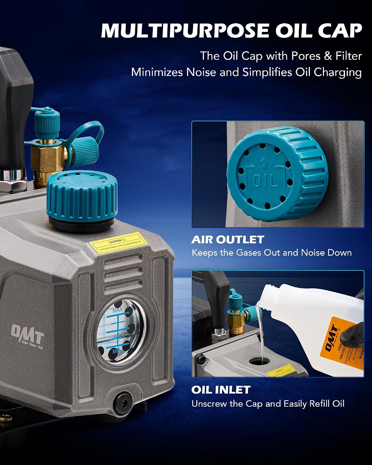 OMT 3.5 CFM Single Stage Vacuum Pump for R134a R410a R22 Auto AC HVAC Kit