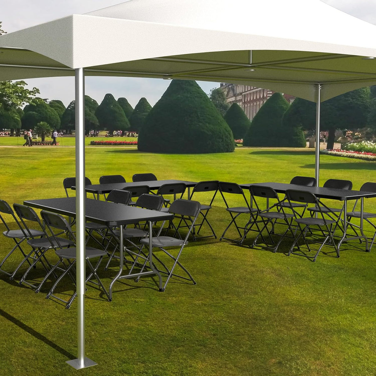 Bonnlo Folding Table 6ft, Portable Collapsible Plastic Black Long Tables for Party, Camping, Banquet, Craft, Dining, Wedding, Outdoor and Indoor Use