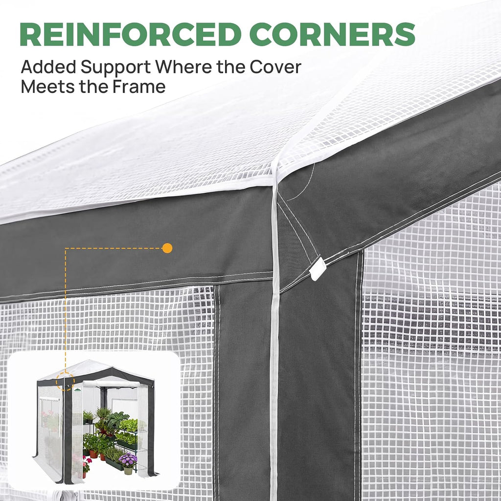 EAGLE PEAK 8x6 Walk In Pop Up Greenhouse, Gray/White