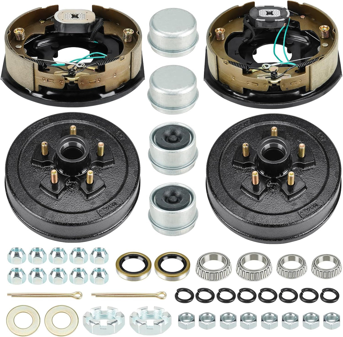 Aeagle 5 on 4.5" Bolt Circle Drum Kits w/ 10" x 2-1/4" Left and Right Self-Adjusting Electric Brake for 3,500lbs Trailer Axle