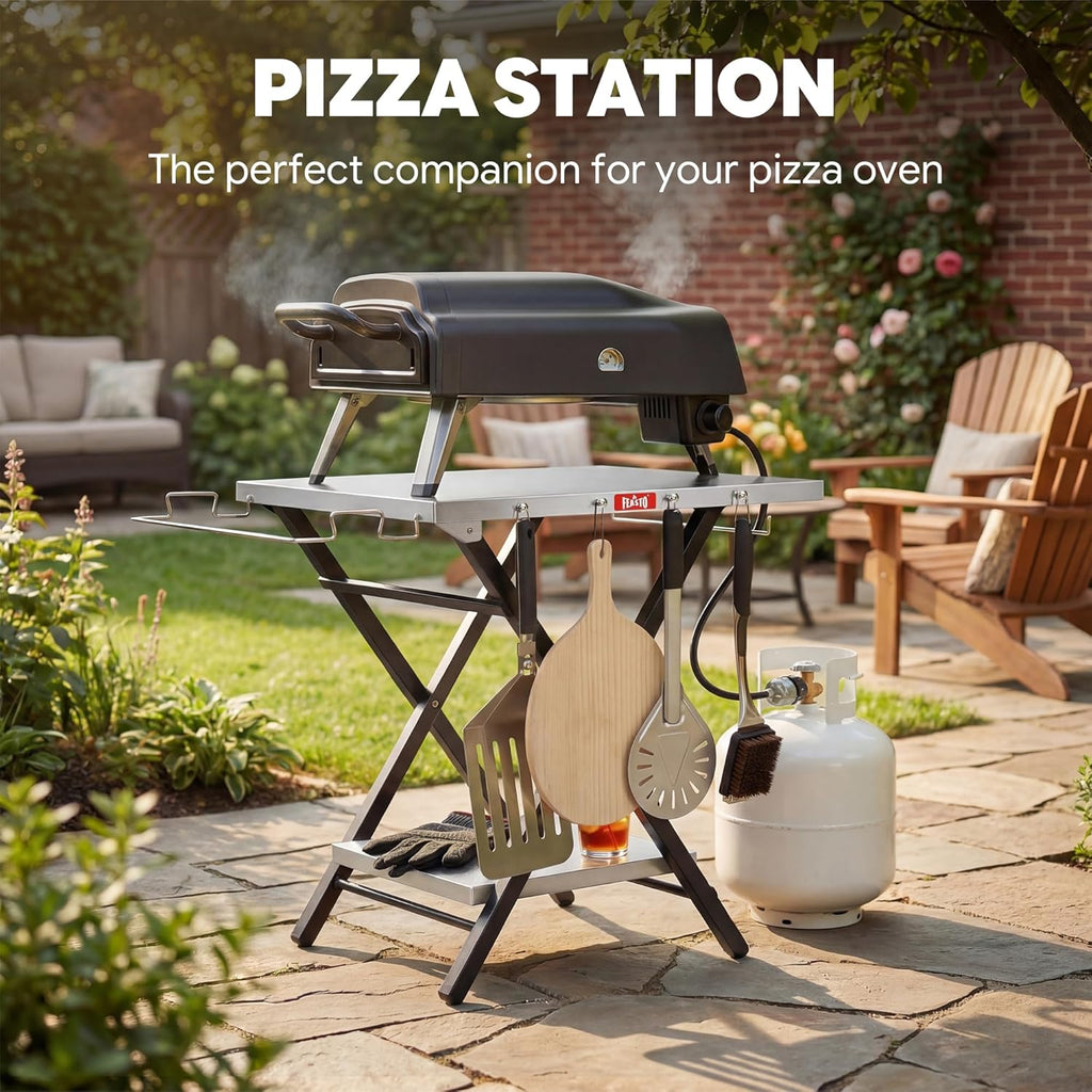 Feasto Outdoor Grill Table, Folding Prep Table, 30" x 24", Stainless Steel