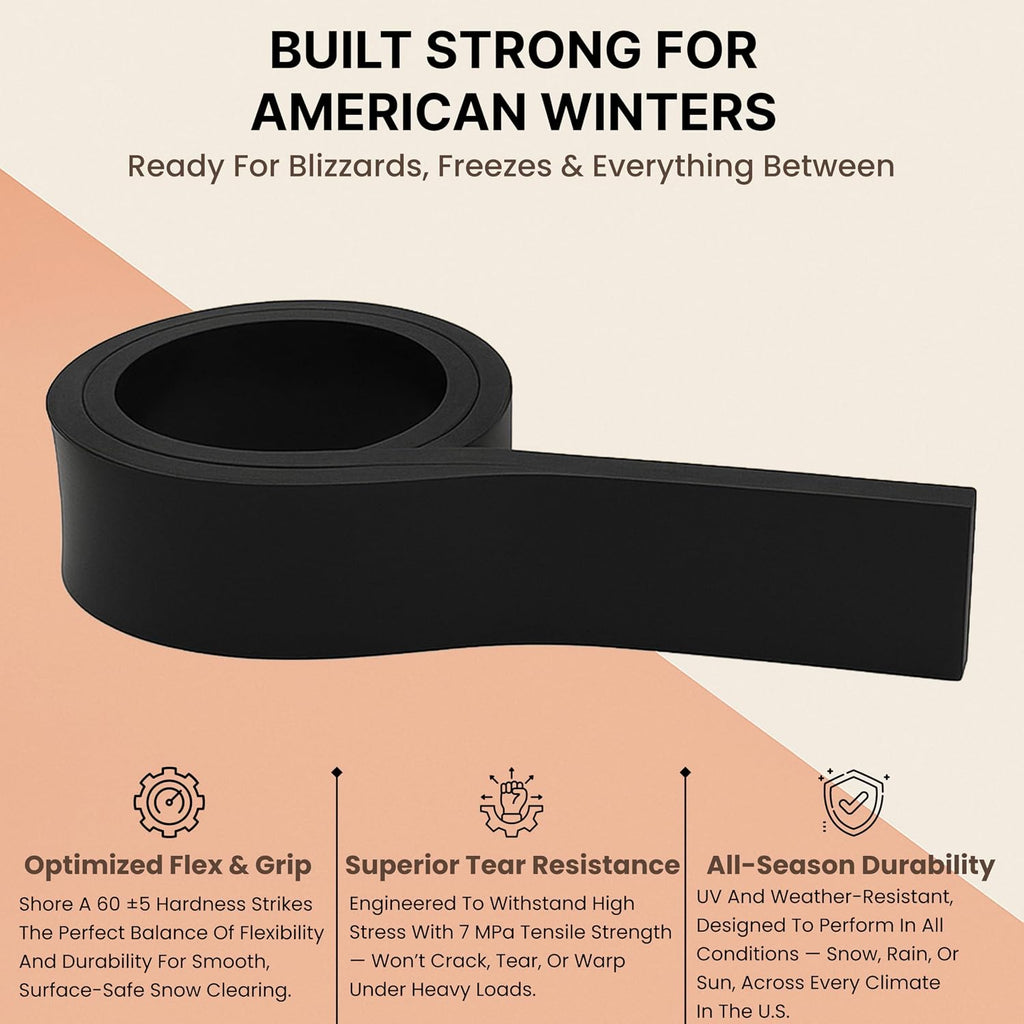 Rubber Cutting Edge for Snow Plow –Heavy Duty 60" x 4" x 0.75"