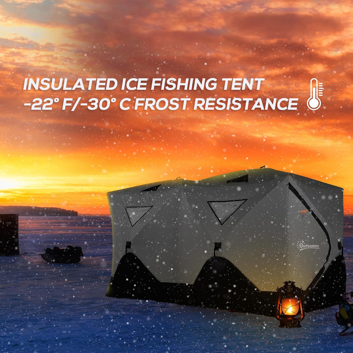 Outsunny 2/4/8 Person Pop-up Insulated Ice Fishing Tent