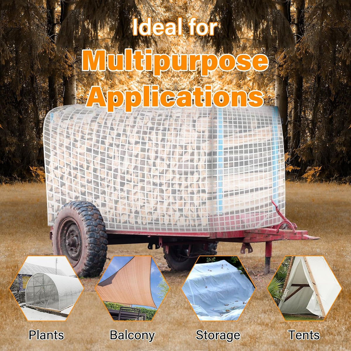 16 Mil Greenhouse Cover,Clear Plastic Tarp Heavy Duty Waterproof 10x20FT