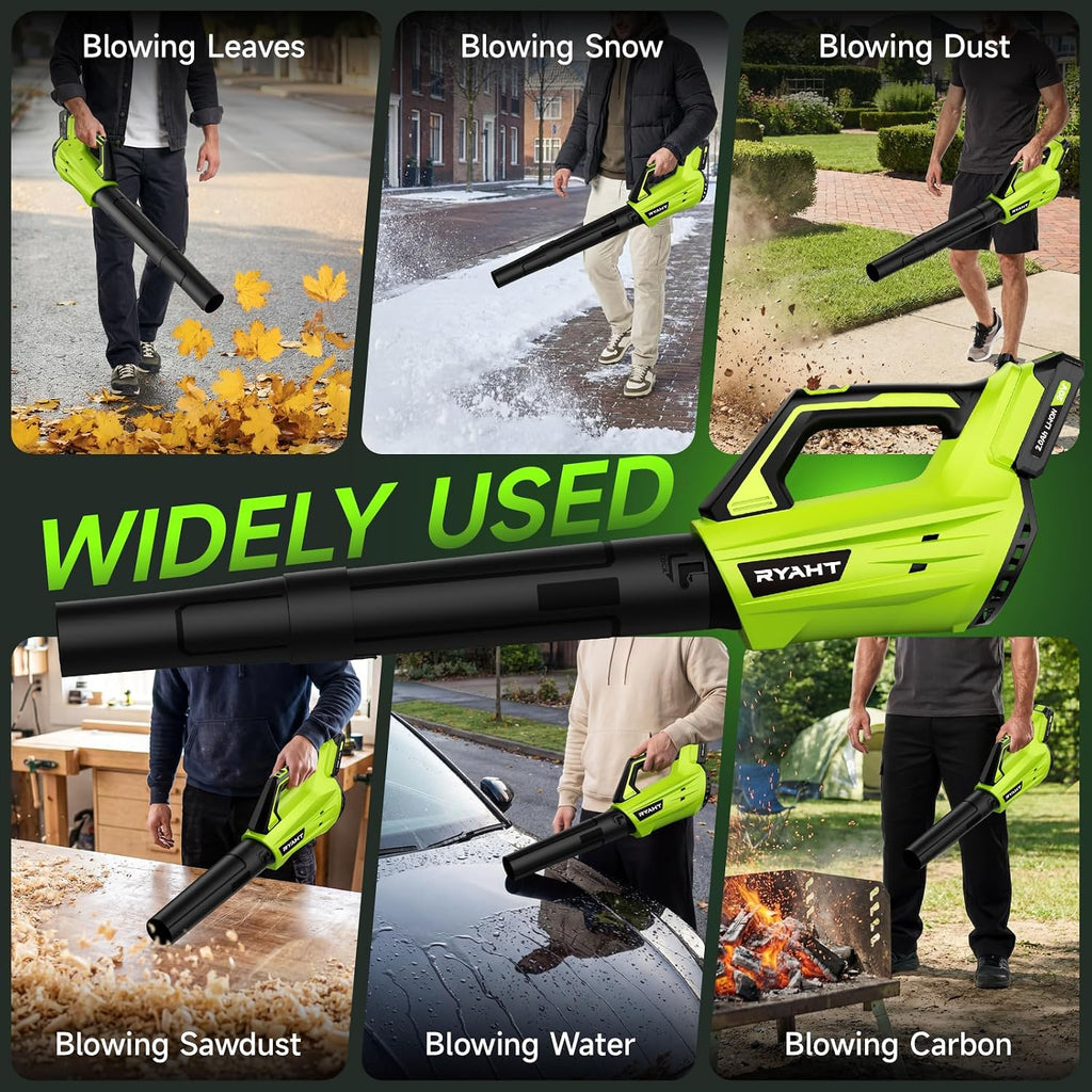 Leaf Blower Cordless, Leaf Blower with Battery and Charger - 2 Speed Modes, 2 Batteries, 20V Powerful Lightweight Electric Blowers for Blowing Leaves