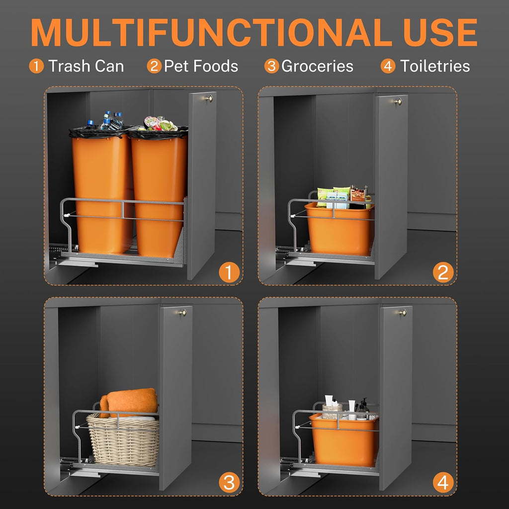 YJHome Double Pull Out Trash Can Cabinet with Soft-Close Slides