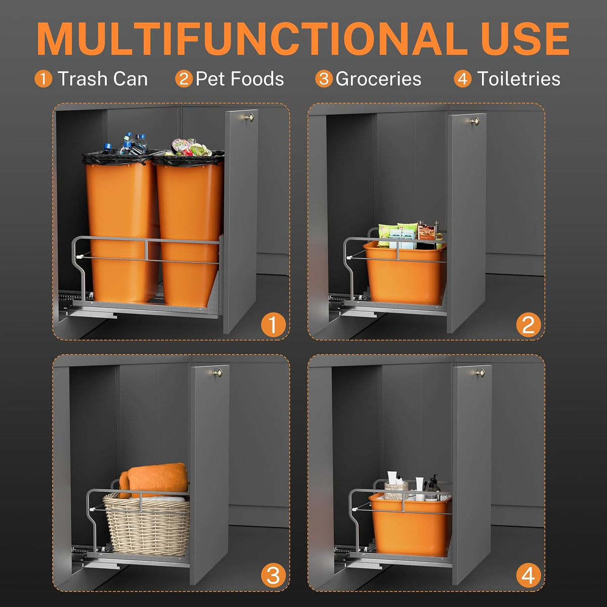 YJHome Double Pull Out Trash Can Cabinet with Soft-Close Slides