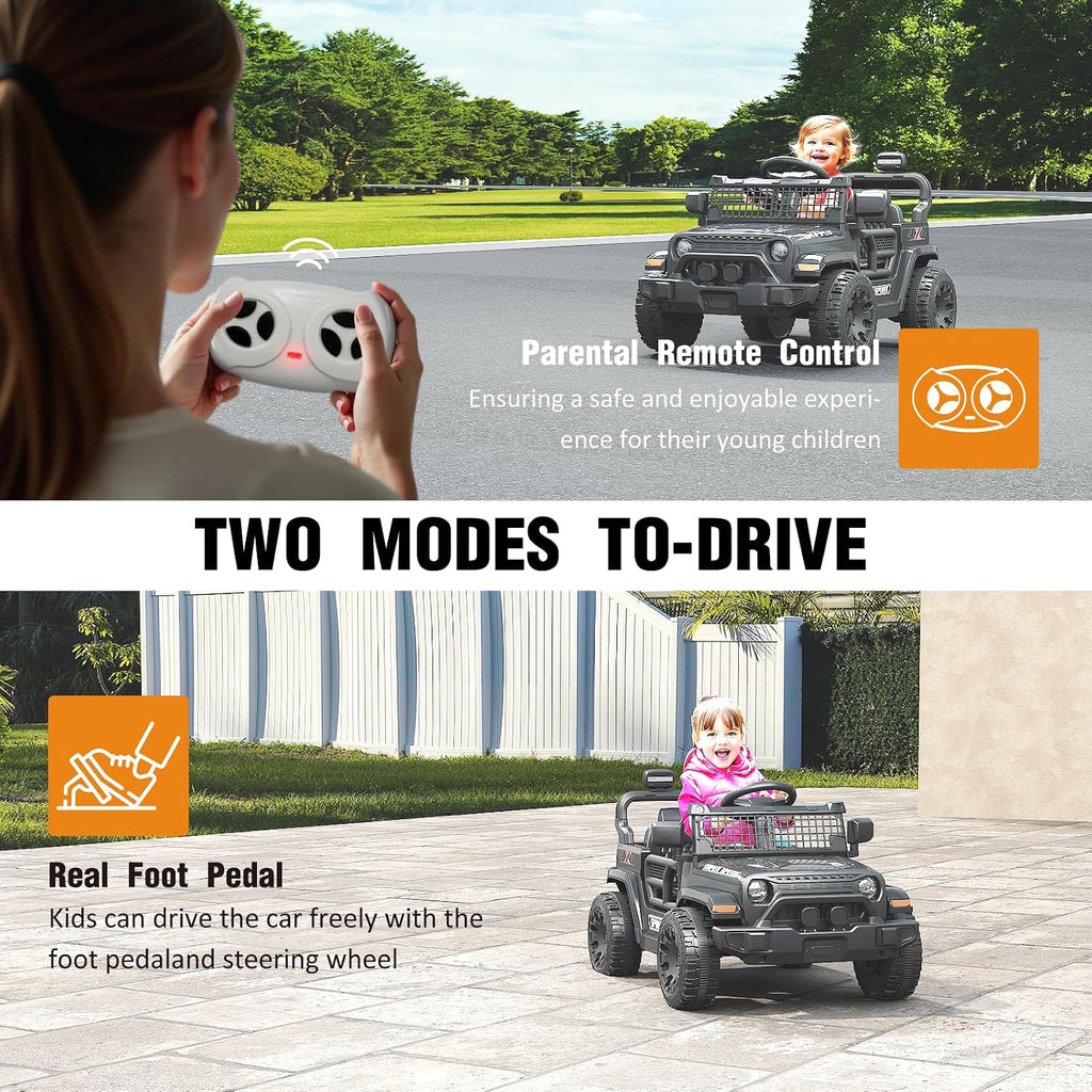 12V Ride on Toys for Kids with Parent Remote Control, Black