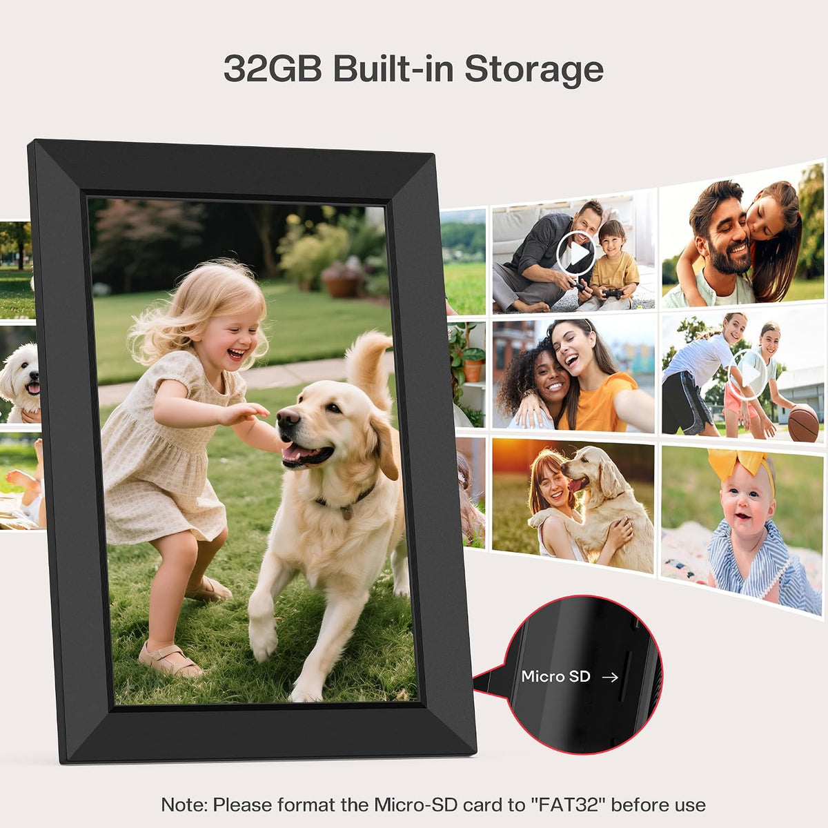 Frameo 10.1" WiFi Digital Picture Frame, Electronic Photo Frames - 32GB