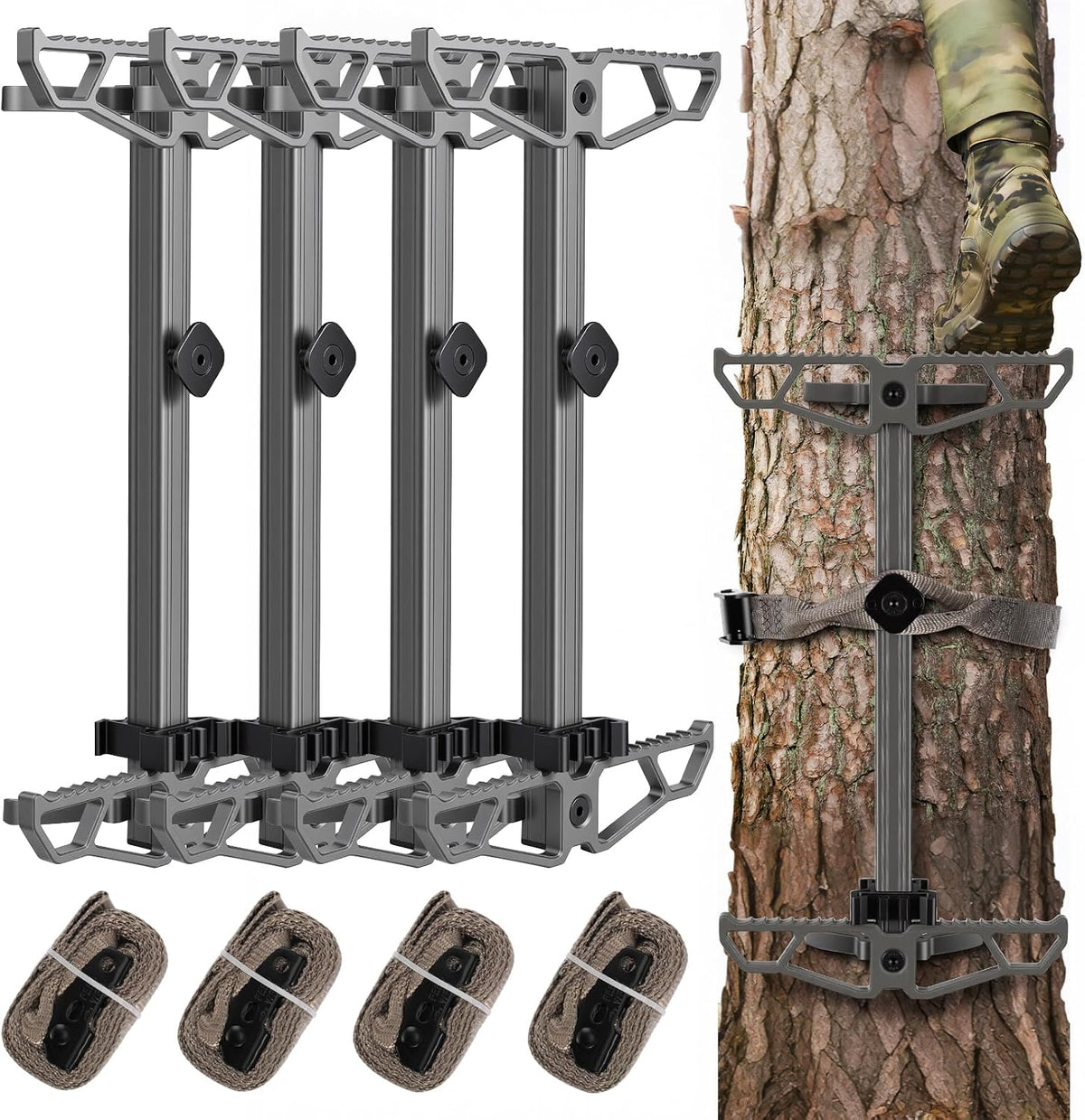 Climbing Sticks for Hunting,17.5" Lightweight Aluminum Non-Slip Climbing Sticks,Stackable and Bundled for Easy Portability,Suitable for Tree Stands