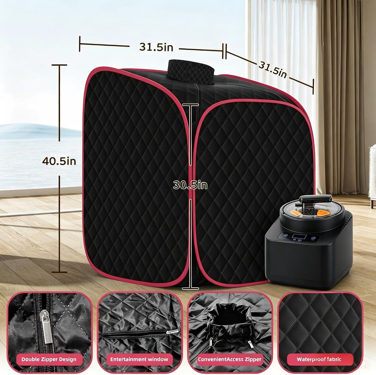 Portable Steam Sauna at Home, 9 Levels Heating, Sauna Tent for Home with Steamer and Folding Chair, Sauna for Relaxation, Detoxification, Spa