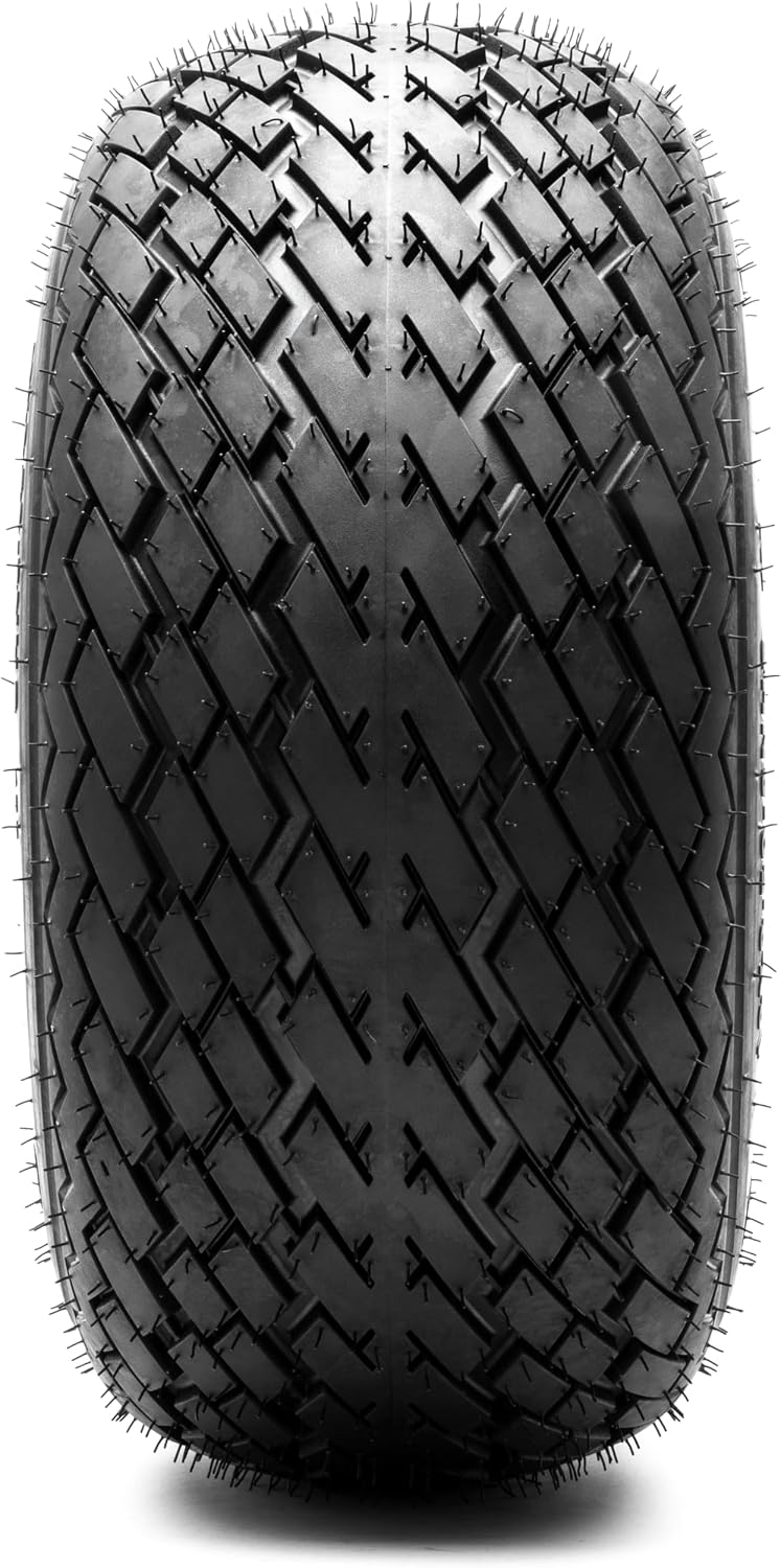 8" Steel Golf Cart Wheels Glossy White and Arisun Turf Sail (18/8.5-8) Golf Cart Tires - Set of Four