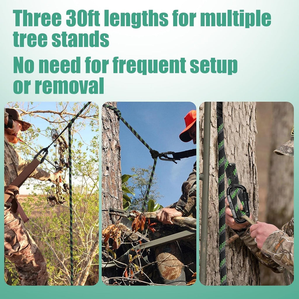 3 Pack Heavy Duty 30ft Hunting Reflective Safety Rope for Tree Stand