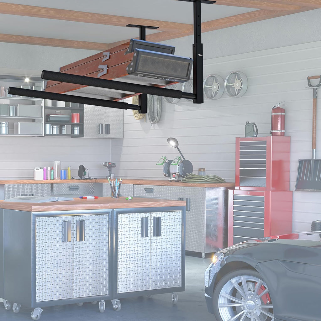 Ceiling Ladder Rack, 150 lbs Garage Storage, Adjustable