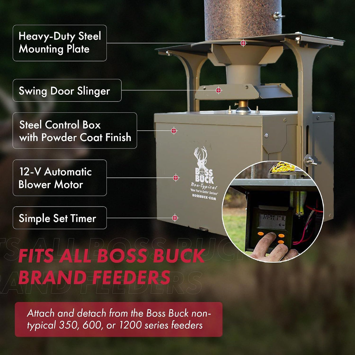 Boss Buck Feeder Conversion Kit with 12V Motor, Timer, Feeder Not Included