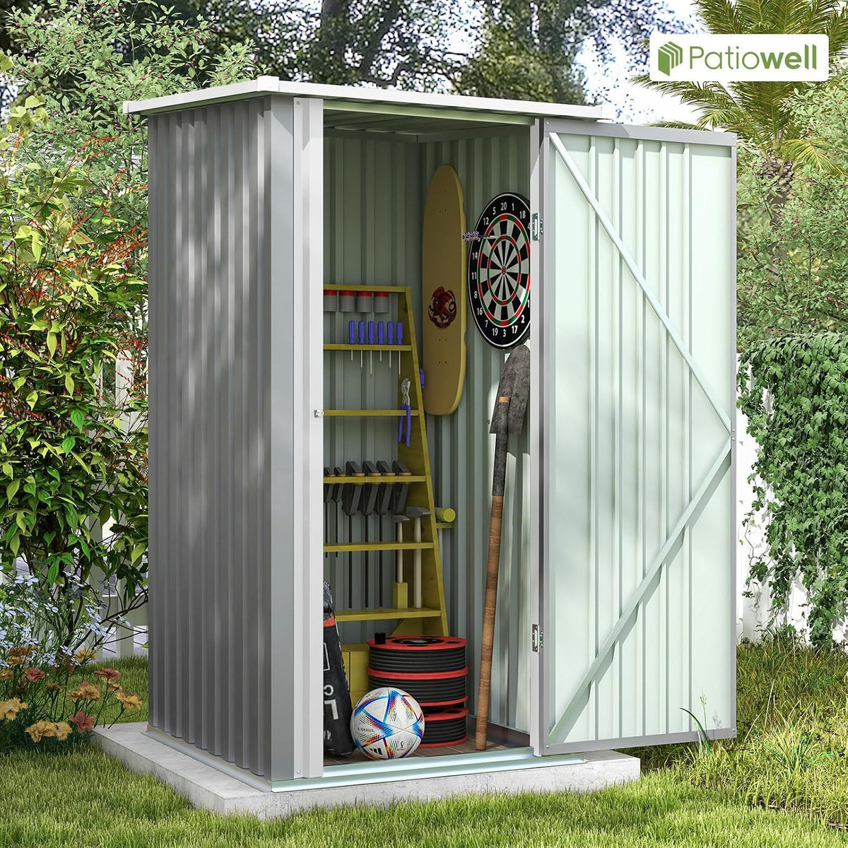 Patiowell 3x3 FT Outdoor Storage Shed, Metal Sheds, Grey