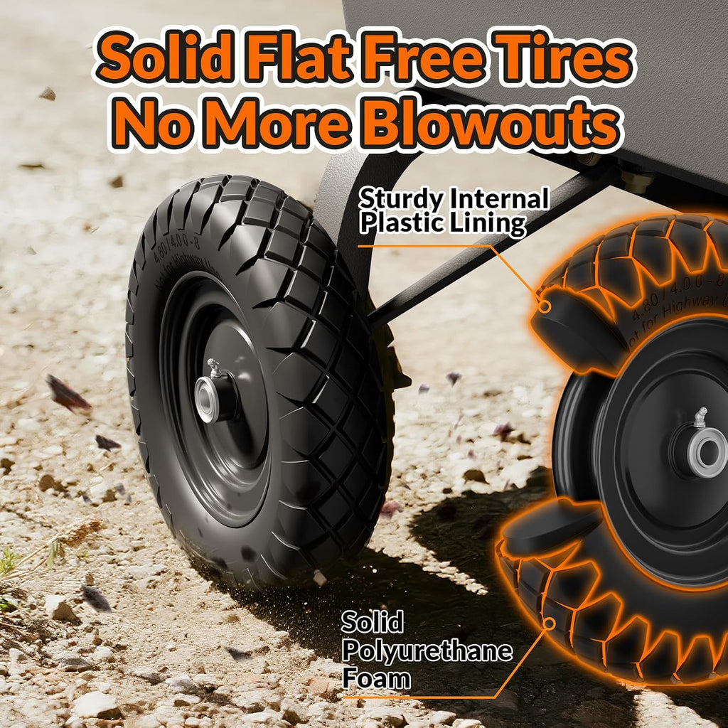 4.80/4.00-8 Flat Free Wheelbarrow Tire and Wheel, 16" Black 2-Pack