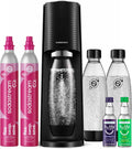 SodaStream TERRA Sparkling Water Maker, Value Bundle, CQC CO2 System, Includes 2 Quick Connect 60L CO2 Cylinders, 3 Dishwasher Safe BPA Free Bottles