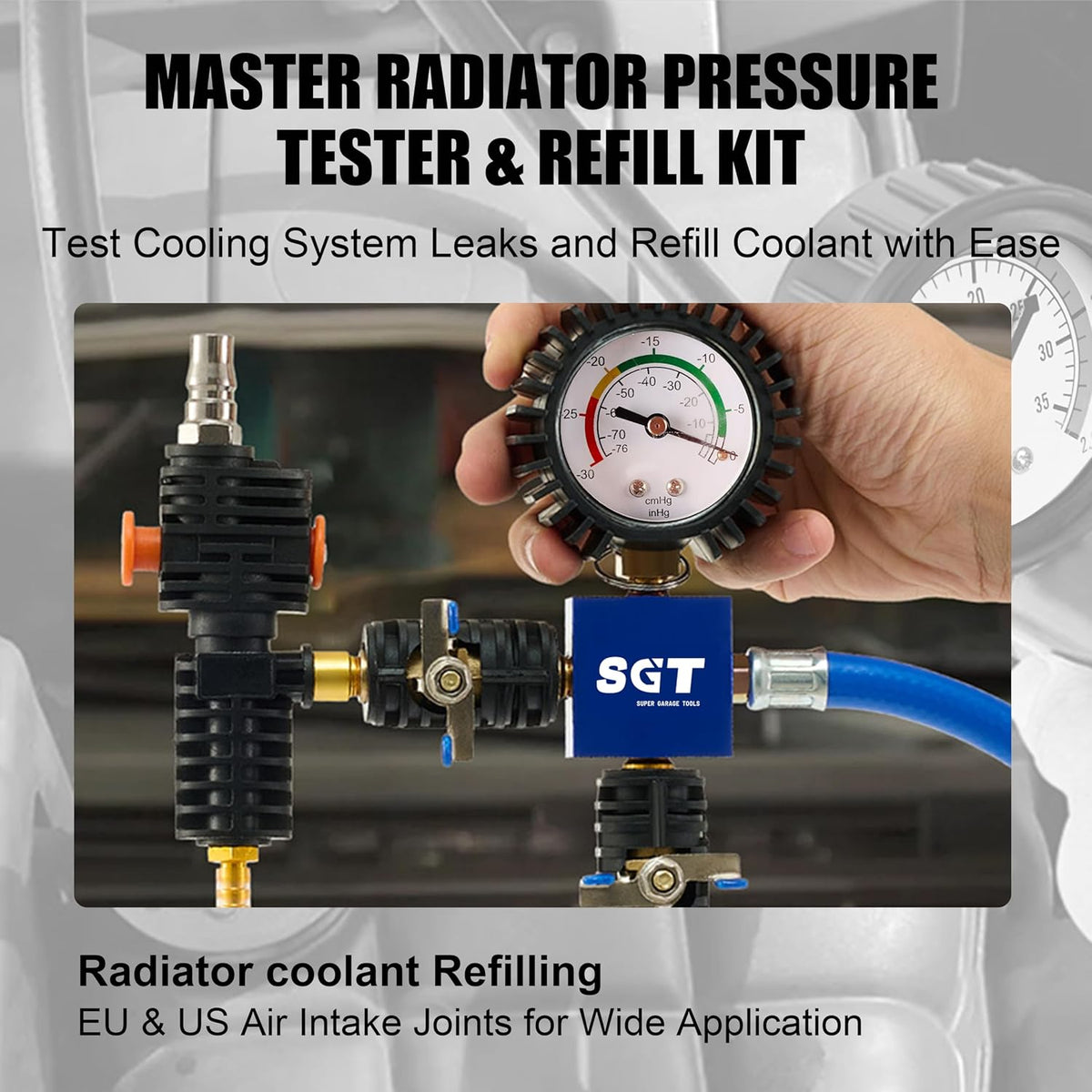 SGT 33pcs Coolant Pressure Tester Kit, Master Coolant Vacuum Refill kit