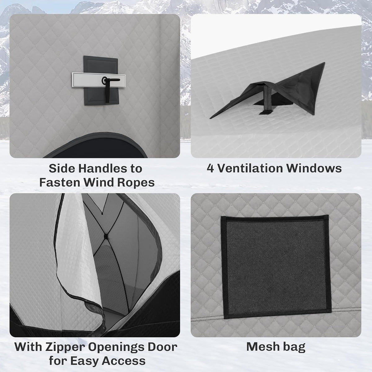 Outsunny 2/4/8 Person Pop-up Insulated Ice Fishing Tent
