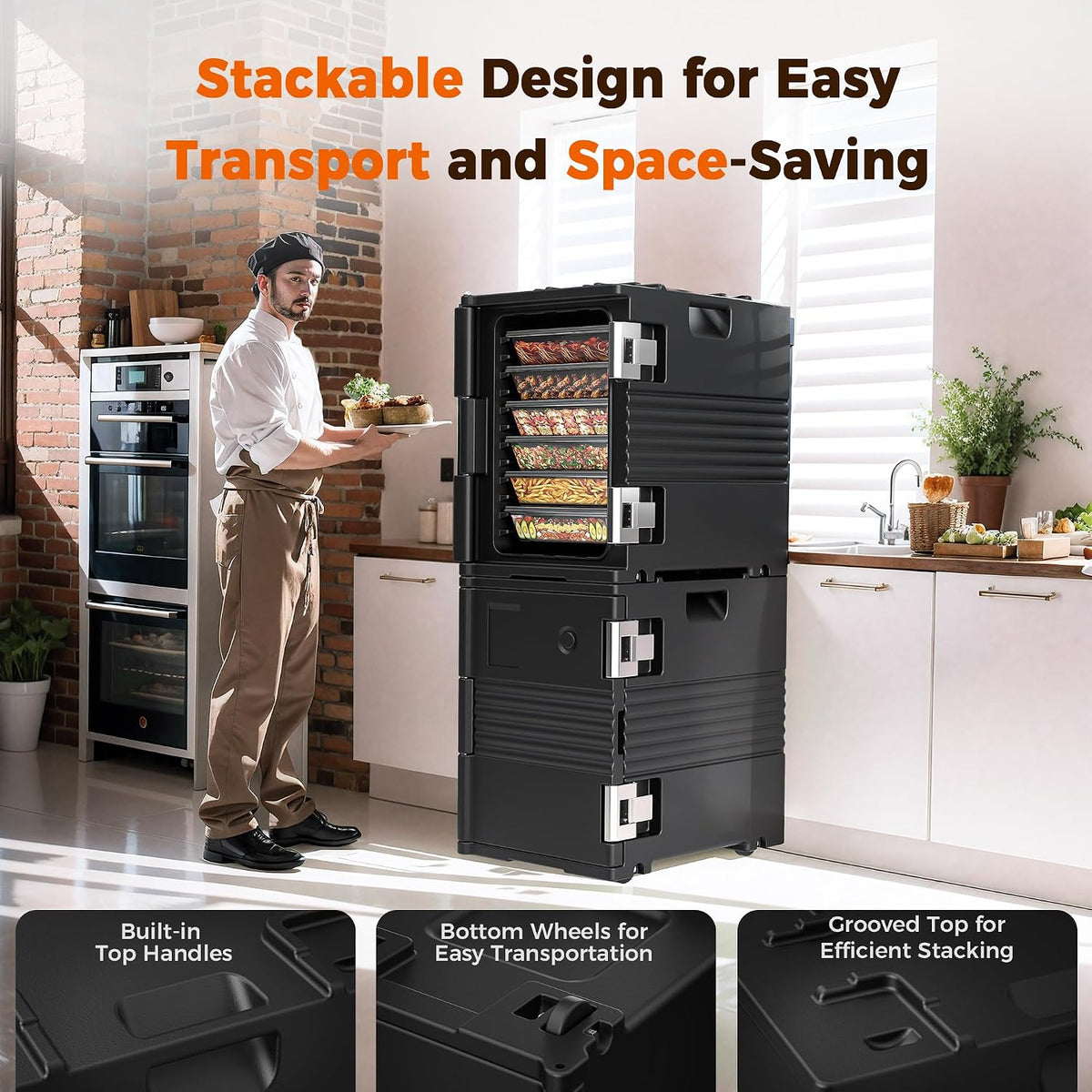 CAMMOO NSF 95Qt Food Warmer with Wheels & 304 Stainless Steel Latch