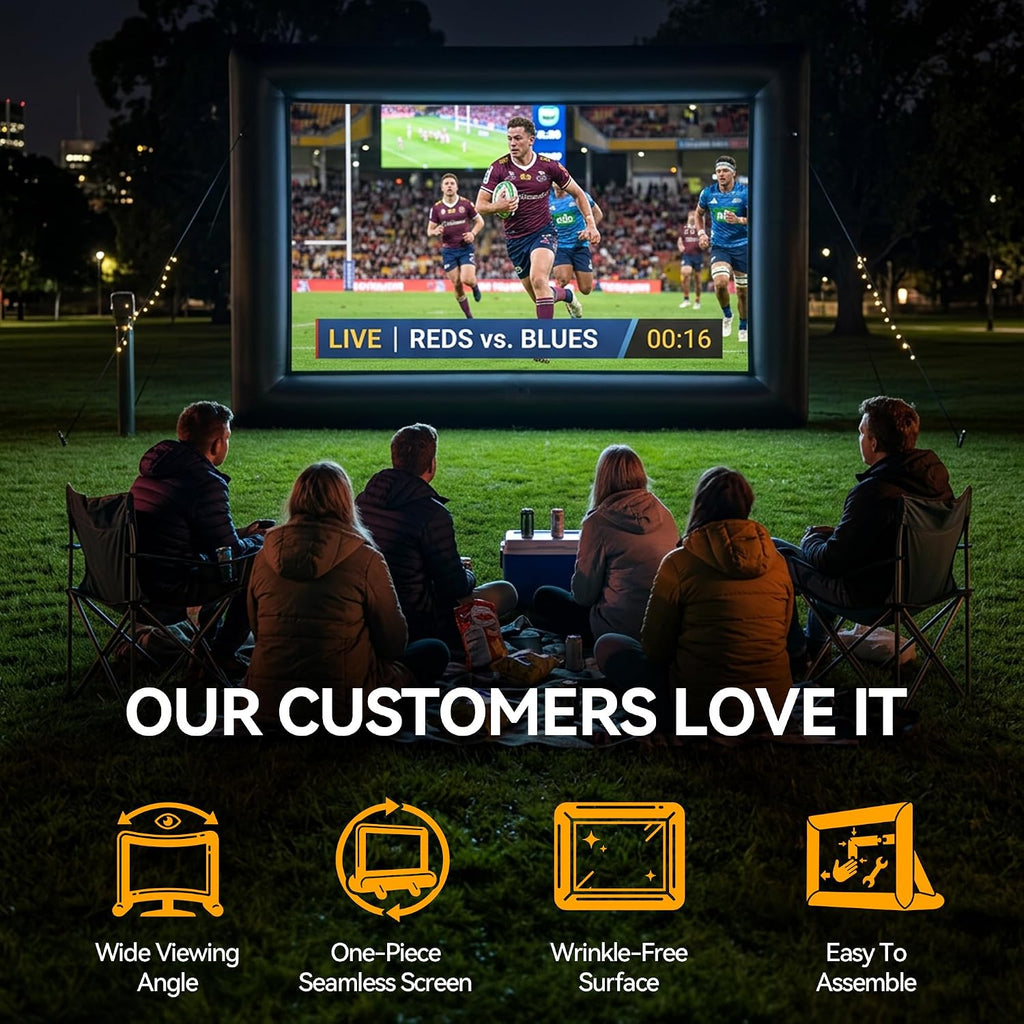 CZGBRO Inflatable Projector Screen, 14FT Outdoor Blow Up Movie Screen with Air Blower, Front & Rear Projection 16:9 One Piece Design, Inflatable