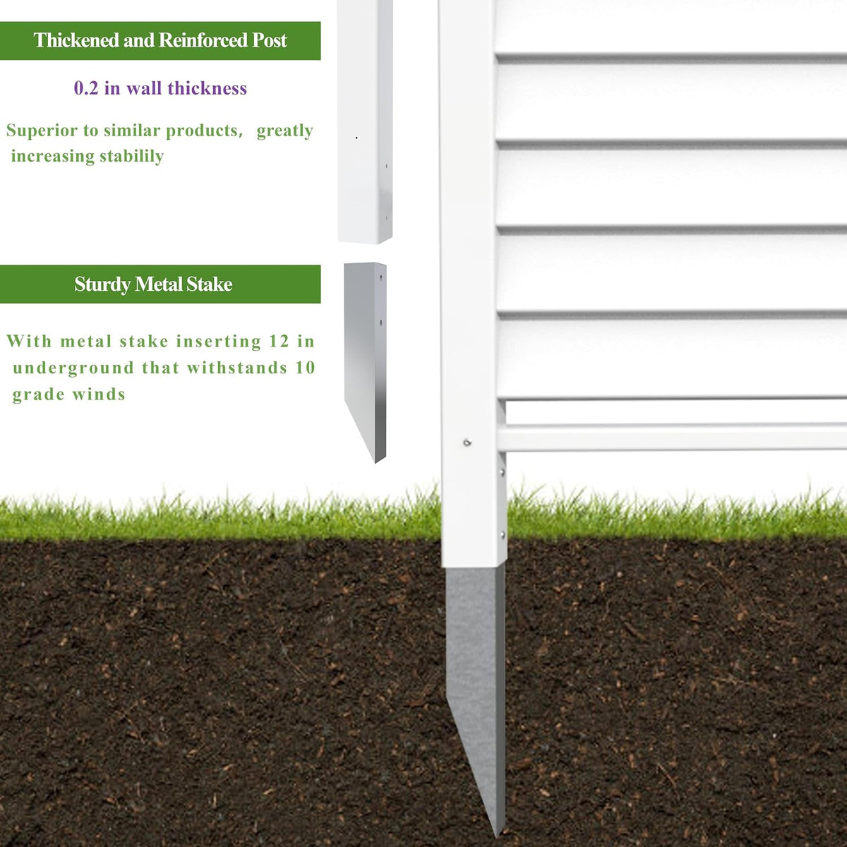 36" W X 45" H Reinforced White Vinyl Privacy Fence, Double Windproof Air Conditioner Fence Trash Can Fence, Louvered Vinyl Screen Panel Kit (1 Panels)
